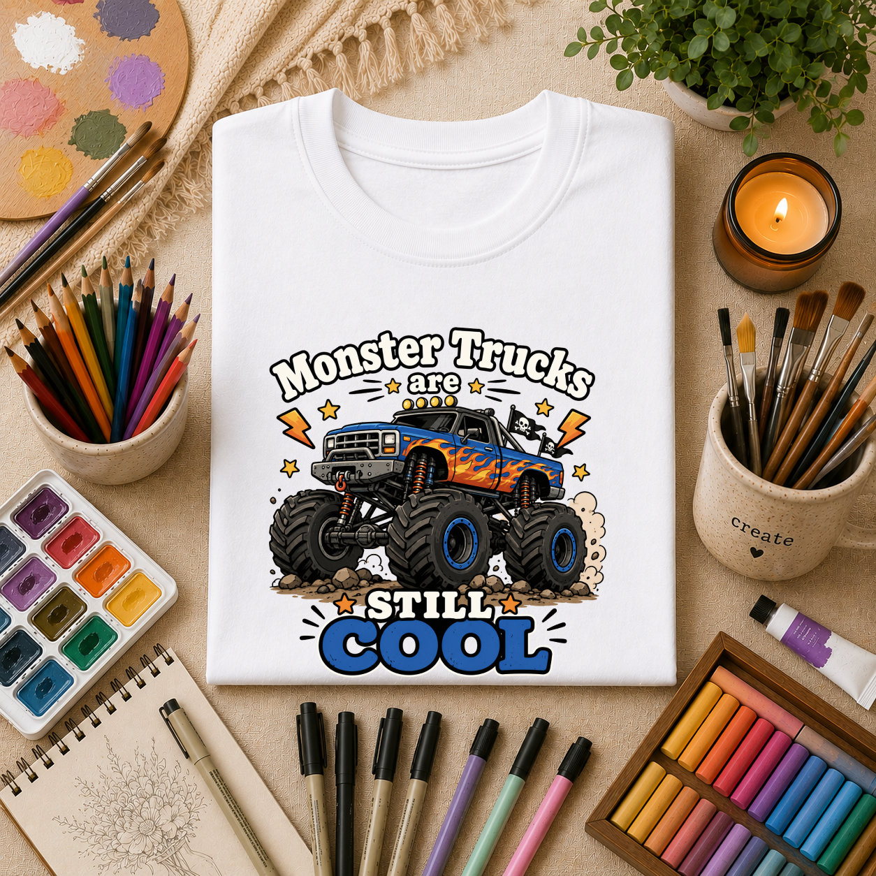 Monster Trucks Are Still Cool T-Shirt — Adult Graphic Tee for Truck Fans