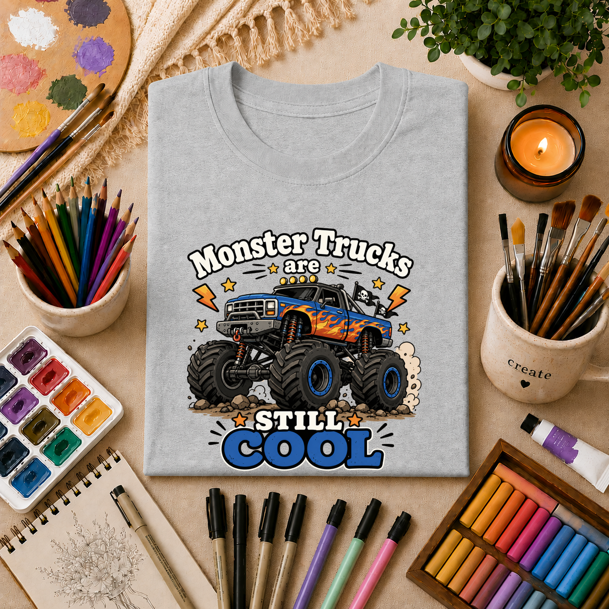 Monster Trucks Are Still Cool T-Shirt — Adult Graphic Tee for Truck Fans