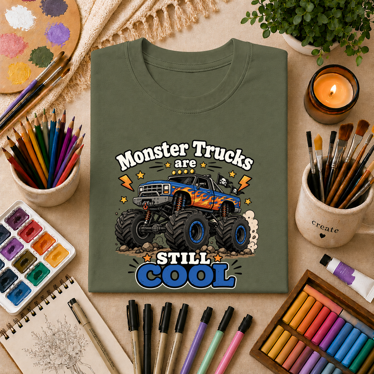 Monster Trucks Are Still Cool T-Shirt — Adult Graphic Tee for Truck Fans