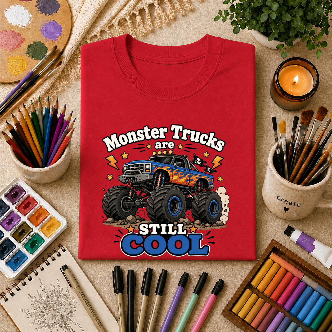 Monster Trucks Are Still Cool T-Shirt — Adult Graphic Tee for Truck Fans