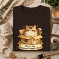 Cat in Box T-Shirt — "This Is My Emotional Support Box" Cute Kitten Tee