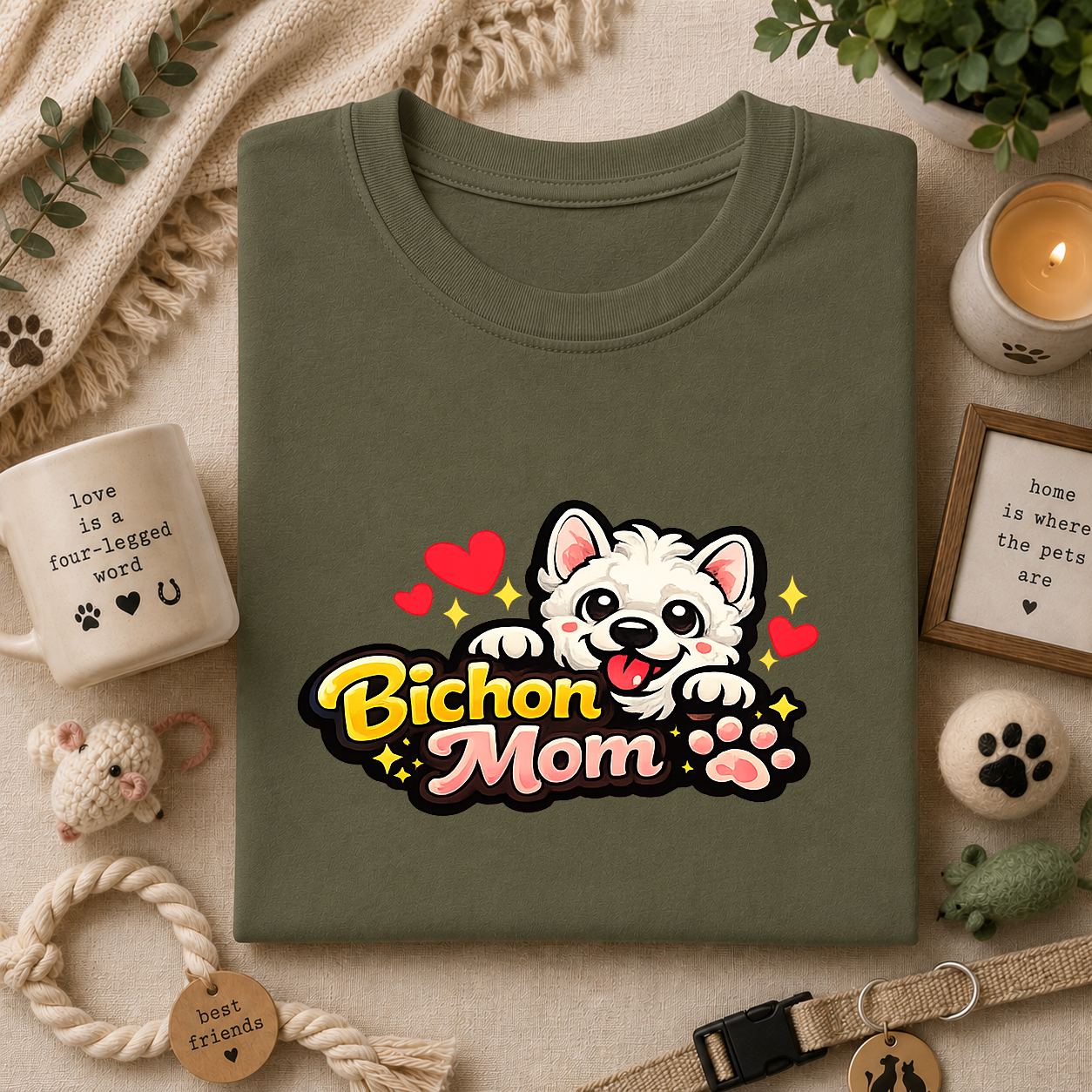 Bichon Mom T-Shirt — Cute Bichon Frise Mom Graphic Tee