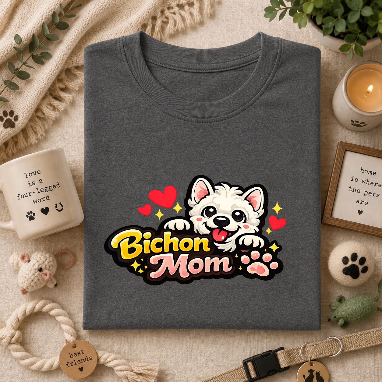 Bichon Mom T-Shirt — Cute Bichon Frise Mom Graphic Tee