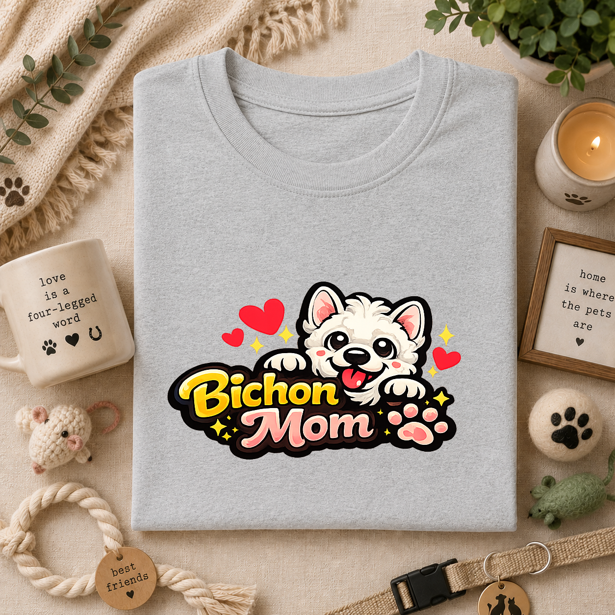 Bichon Mom T-Shirt — Cute Bichon Frise Mom Graphic Tee