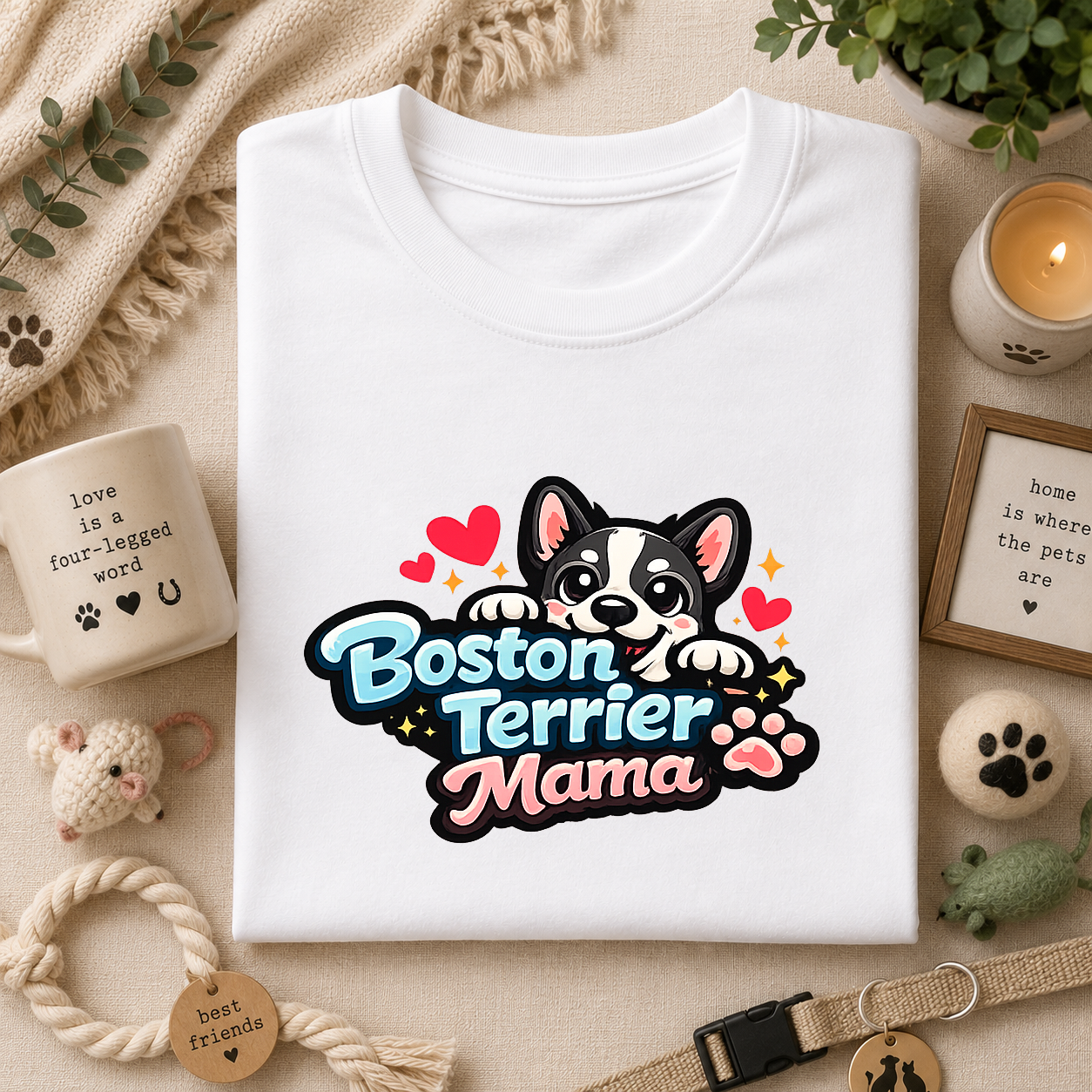 Boston Terrier Mama T‑Shirt — Cute Dog Mom Tee