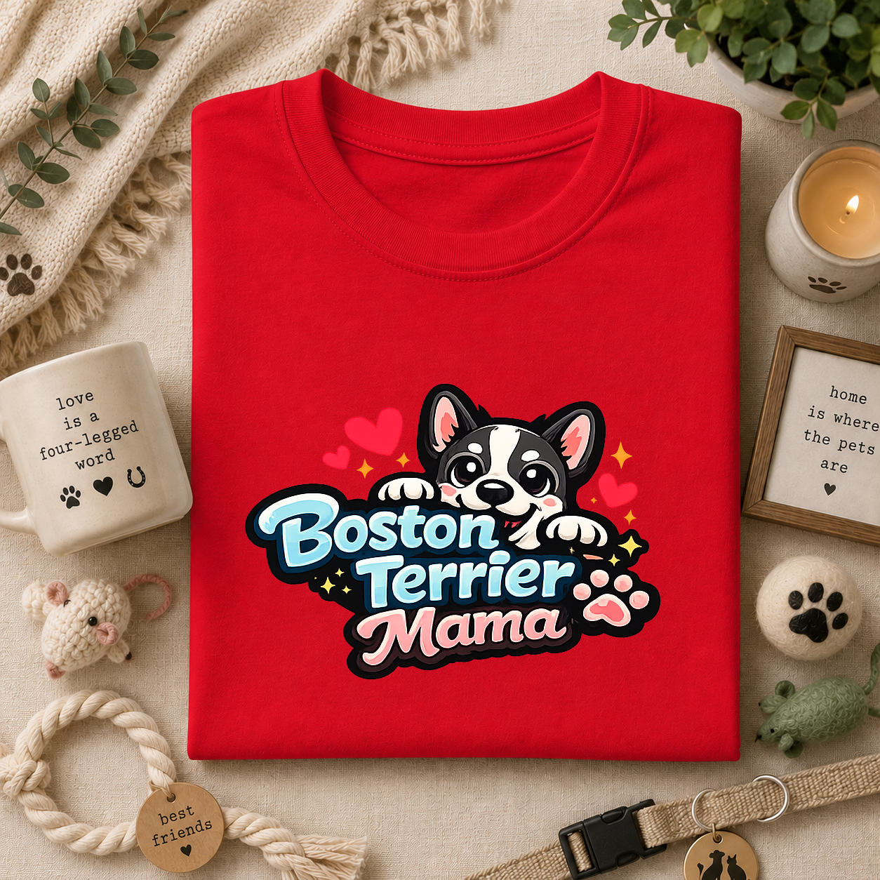 Boston Terrier Mama T‑Shirt — Cute Dog Mom Tee