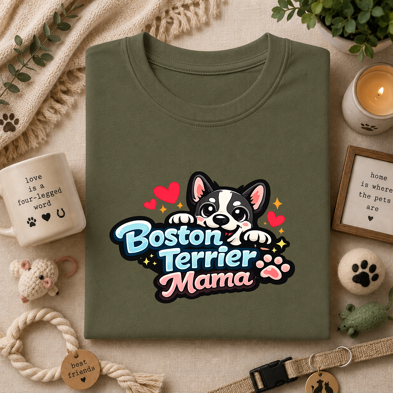 Boston Terrier Mama T‑Shirt — Cute Dog Mom Tee