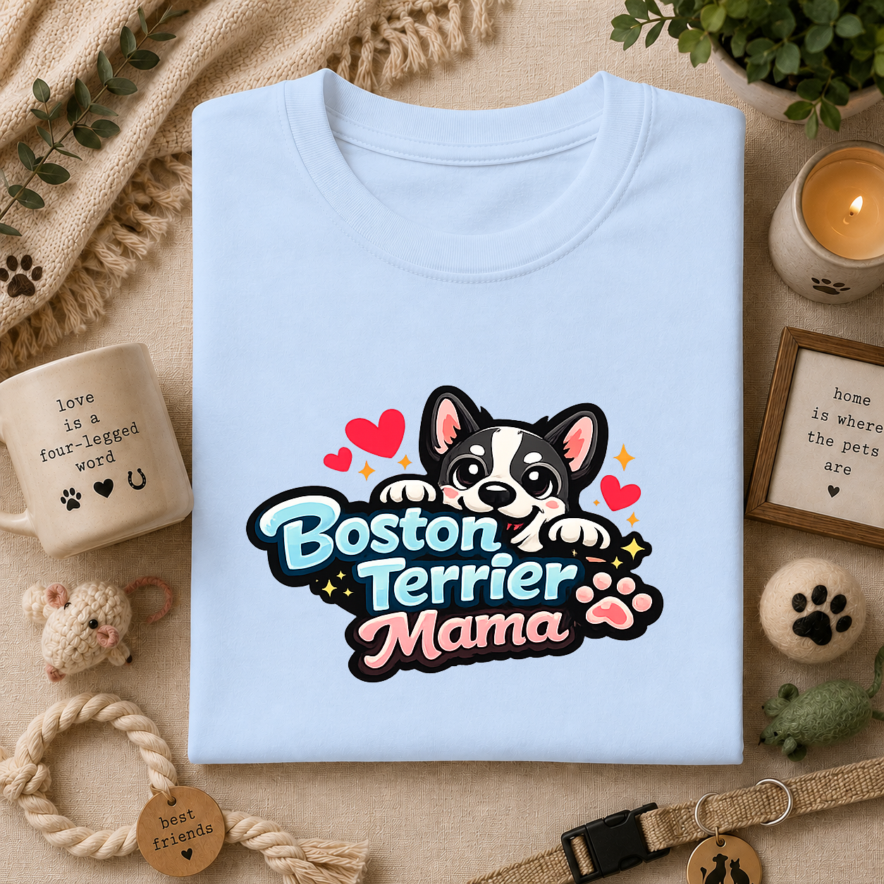 Boston Terrier Mama T‑Shirt — Cute Dog Mom Tee