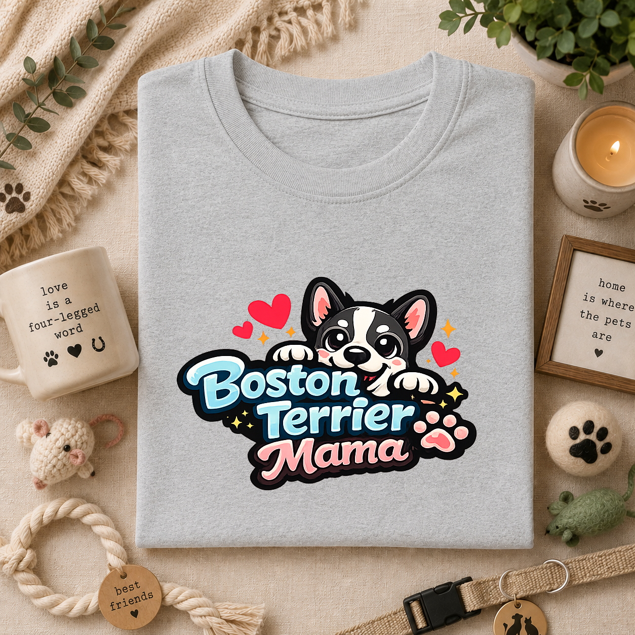 Boston Terrier Mama T‑Shirt — Cute Dog Mom Tee
