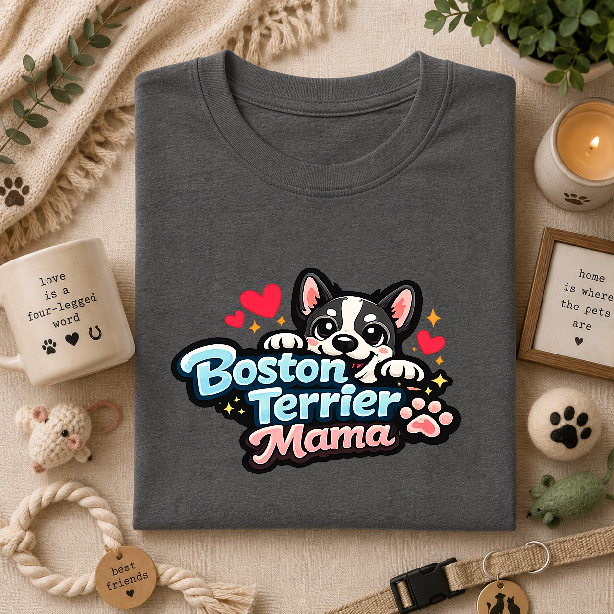 Boston Terrier Mama T‑Shirt — Cute Dog Mom Tee
