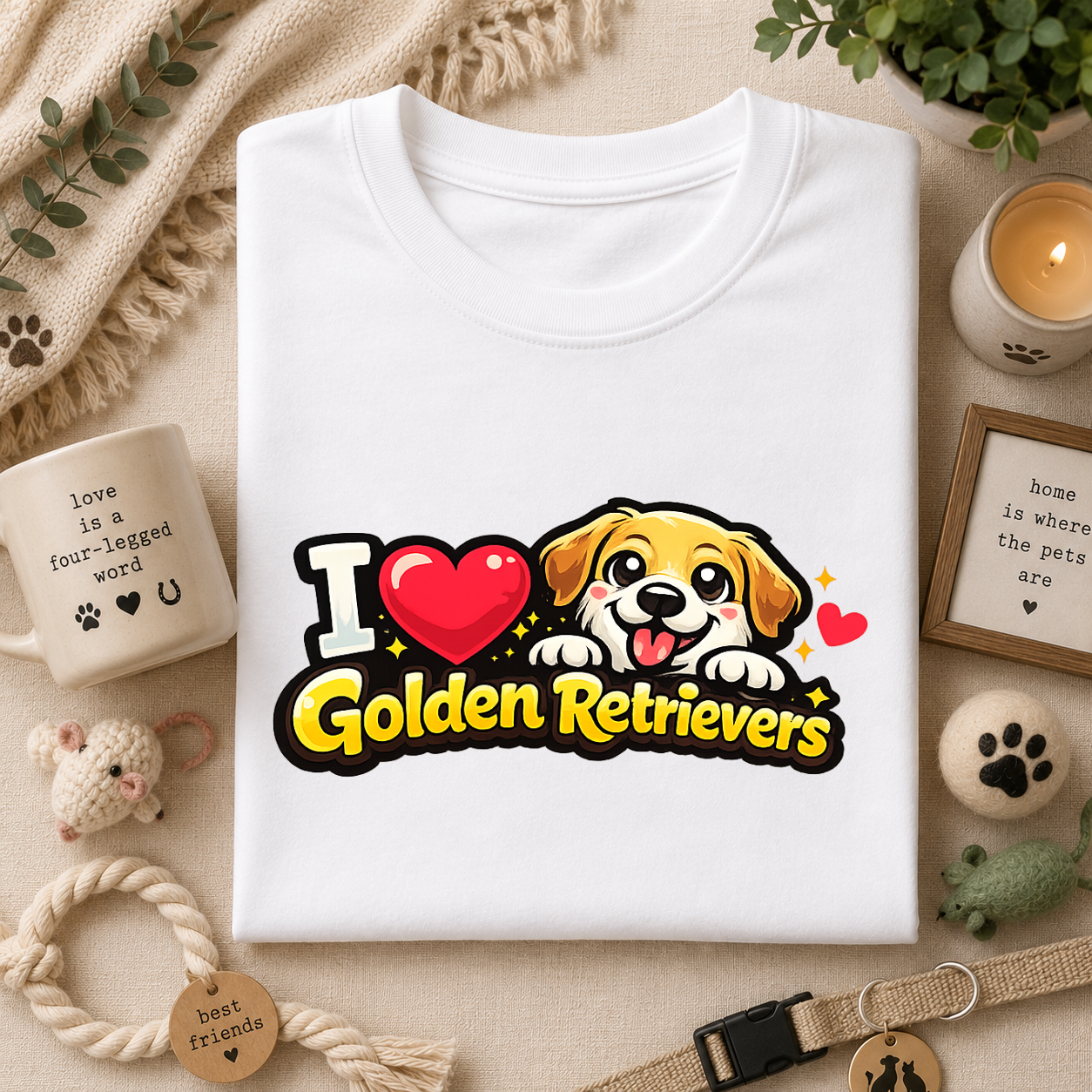 I Heart Golden Retrievers T-Shirt — Cute Lab Dog Lover Tee