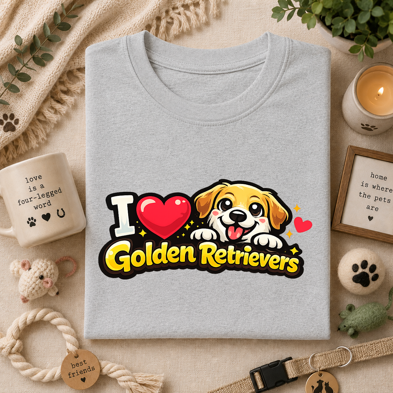 I Heart Golden Retrievers T-Shirt — Cute Lab Dog Lover Tee