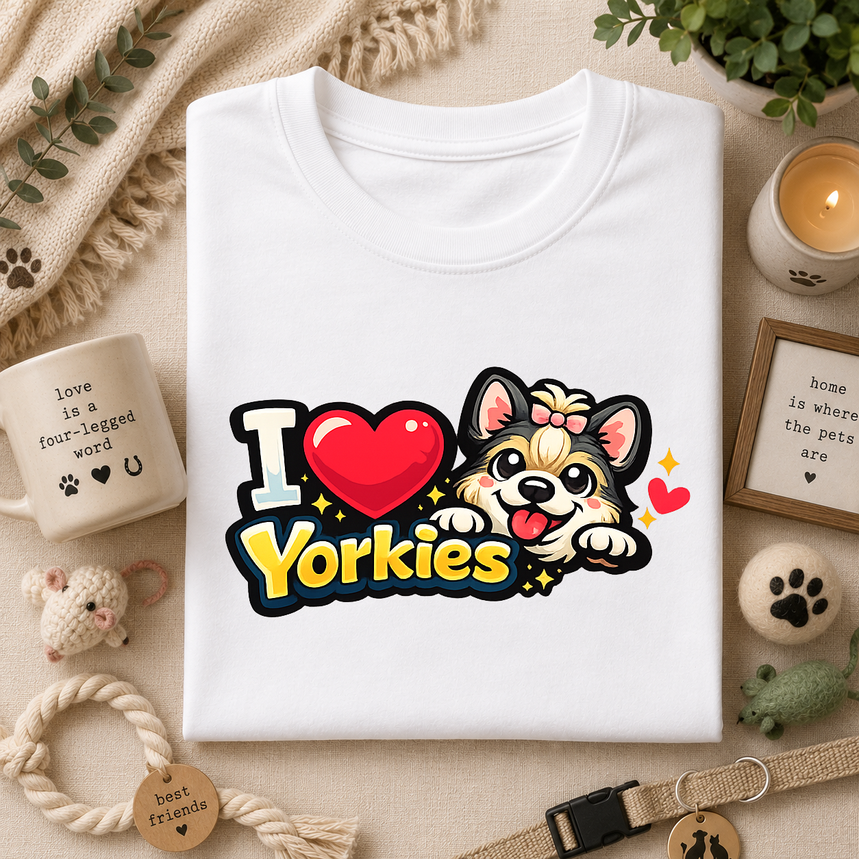 I Heart Yorkies T‑Shirt — Cute Yorkie Dog Lover Tee