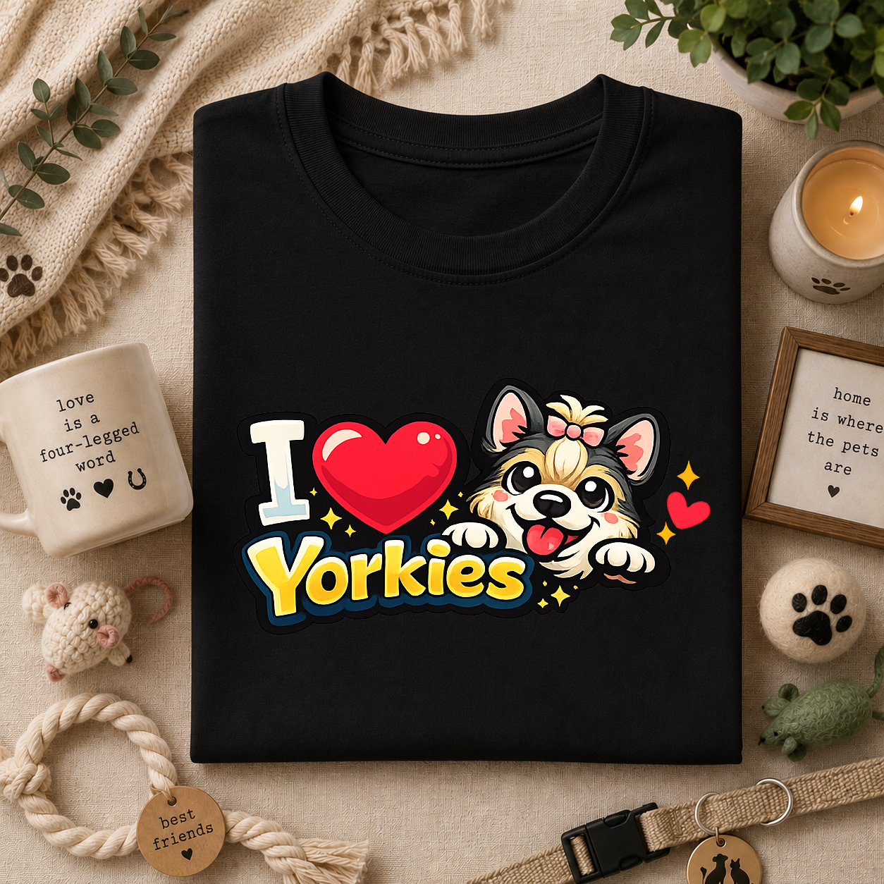I Heart Yorkies T‑Shirt — Cute Yorkie Dog Lover Tee