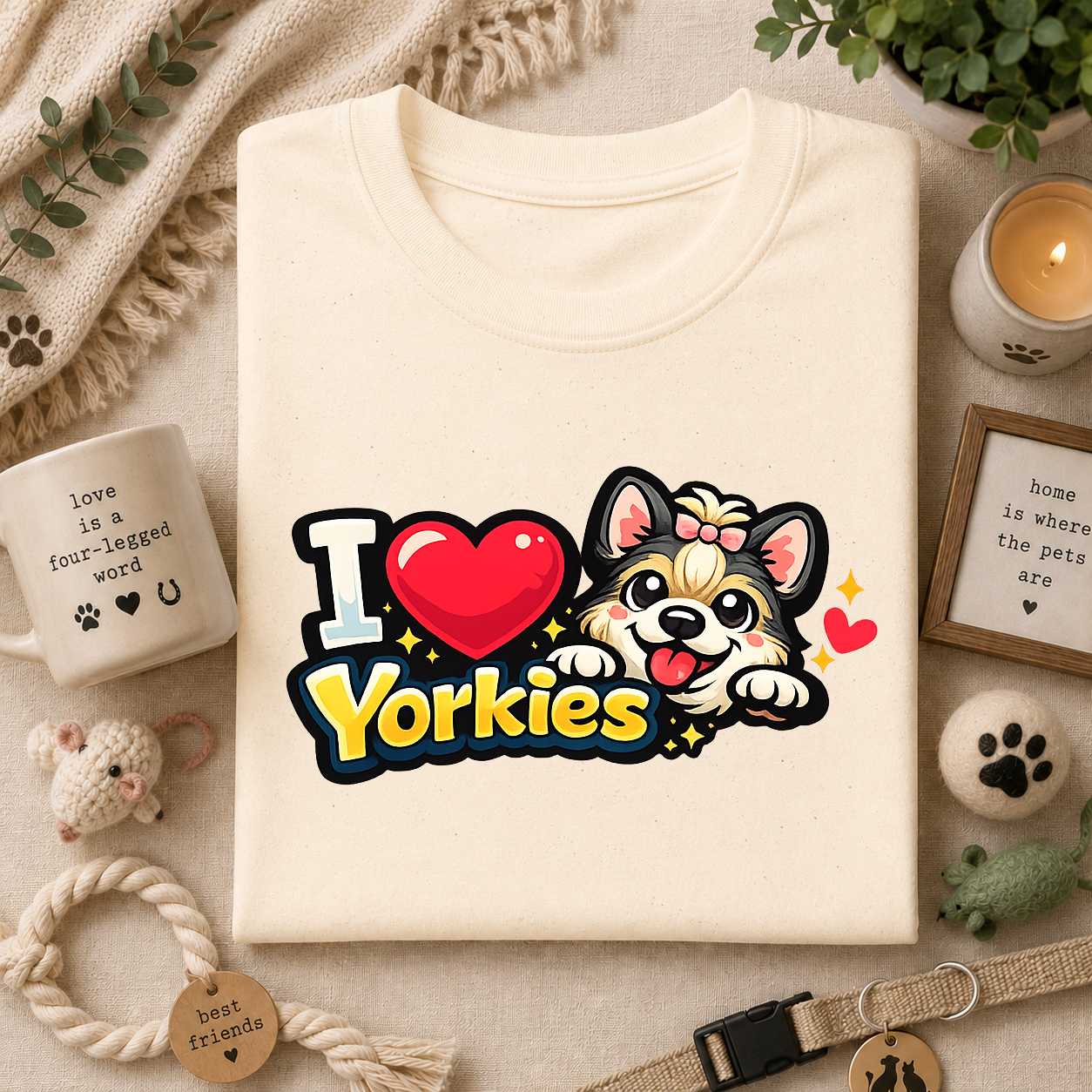 I Heart Yorkies T‑Shirt — Cute Yorkie Dog Lover Tee