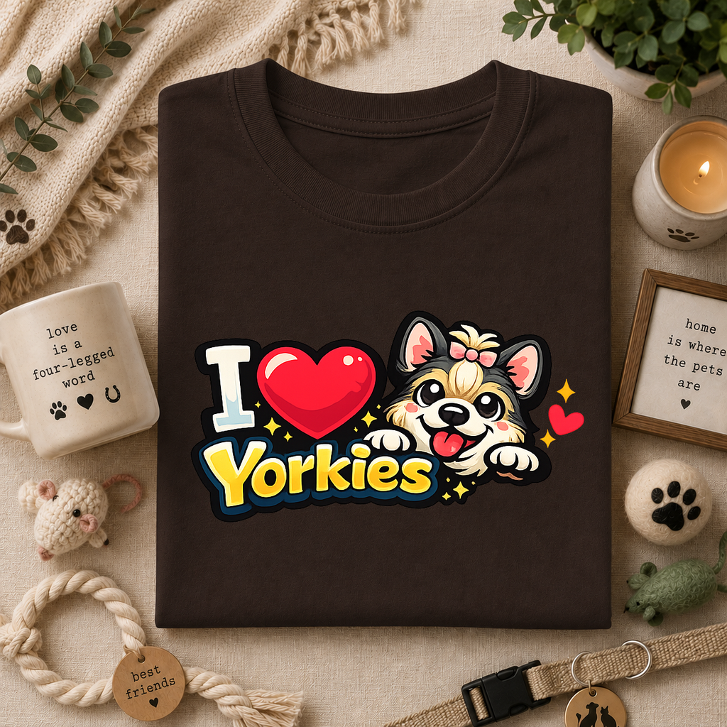 I Heart Yorkies T‑Shirt — Cute Yorkie Dog Lover Tee