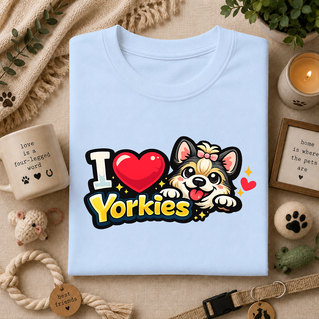 I Heart Yorkies T‑Shirt — Cute Yorkie Dog Lover Tee