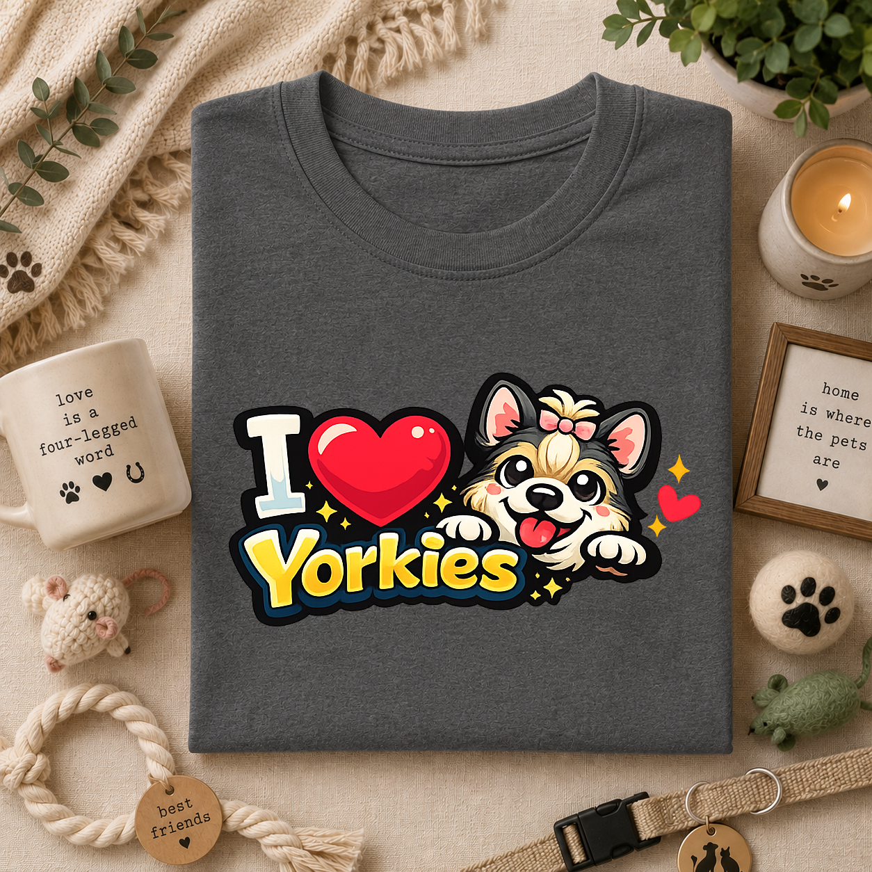 I Heart Yorkies T‑Shirt — Cute Yorkie Dog Lover Tee