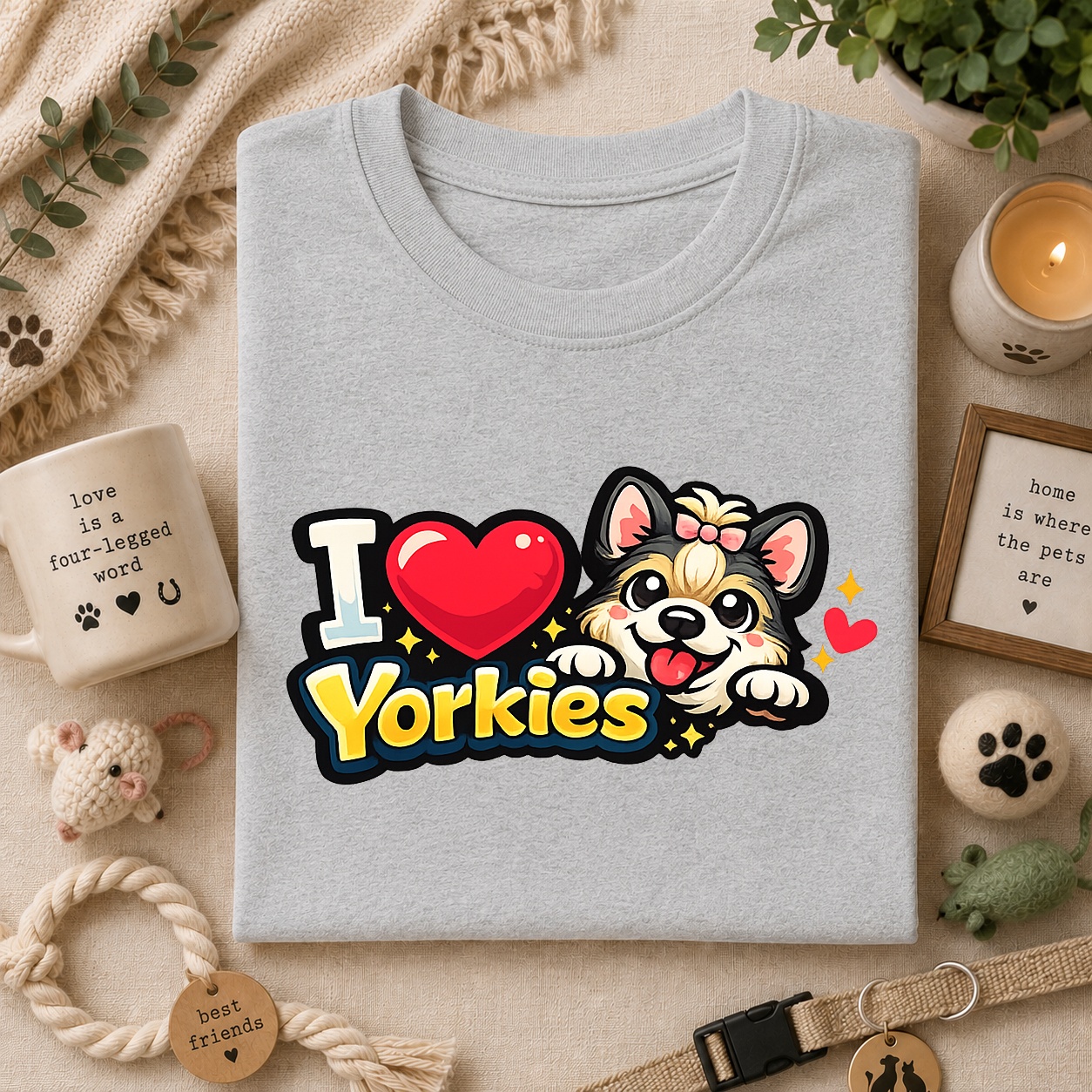 I Heart Yorkies T‑Shirt — Cute Yorkie Dog Lover Tee