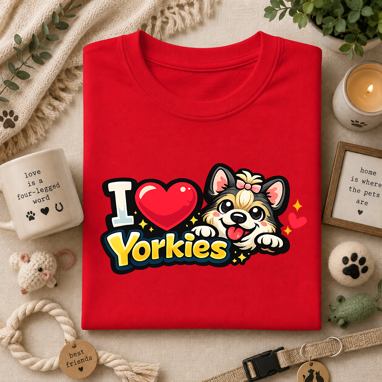 I Heart Yorkies T‑Shirt — Cute Yorkie Dog Lover Tee