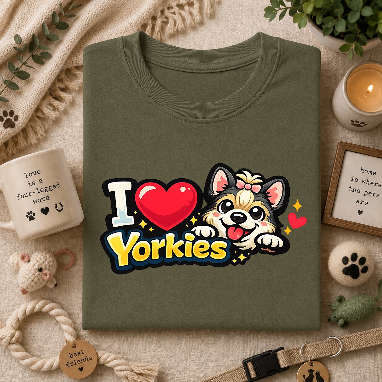 I Heart Yorkies T‑Shirt — Cute Yorkie Dog Lover Tee