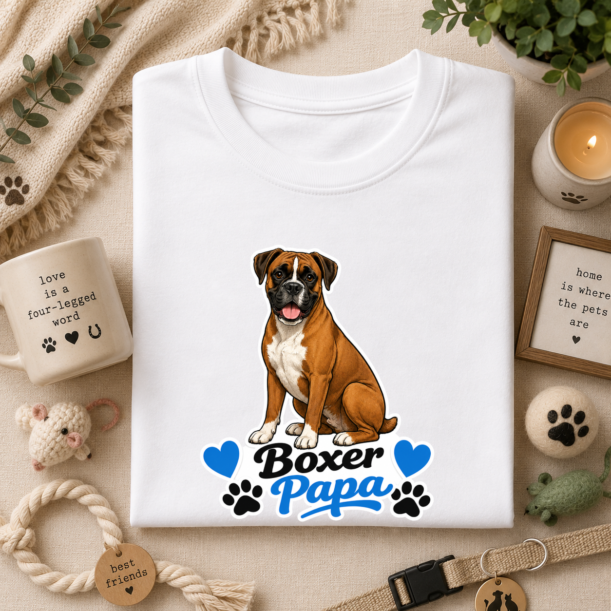 Boxer Papa T-Shirt — Cute Boxer Dog Dad Shirt