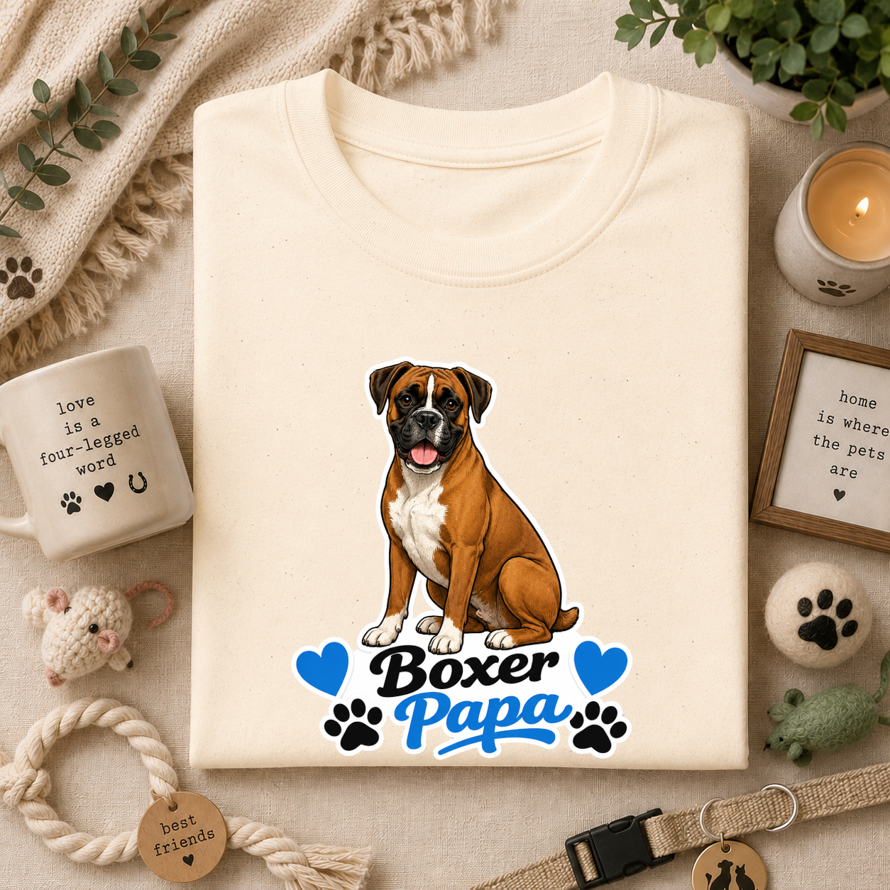 Boxer Papa T-Shirt — Cute Boxer Dog Dad Shirt