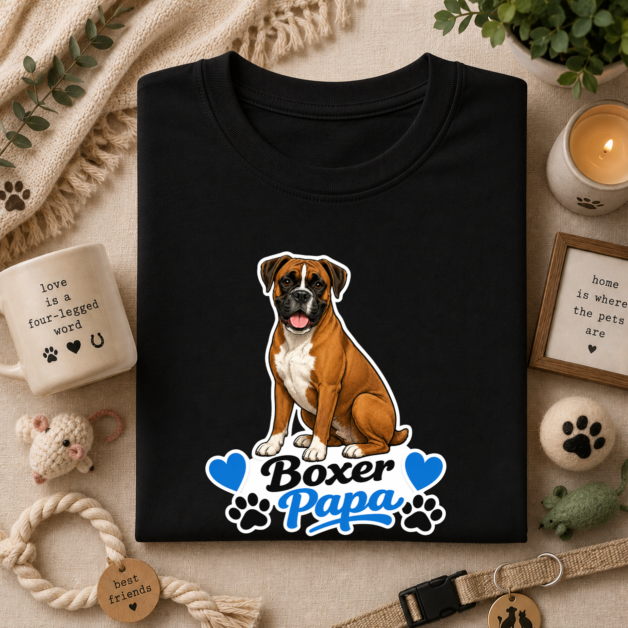 Boxer Papa T-Shirt — Cute Boxer Dog Dad Shirt
