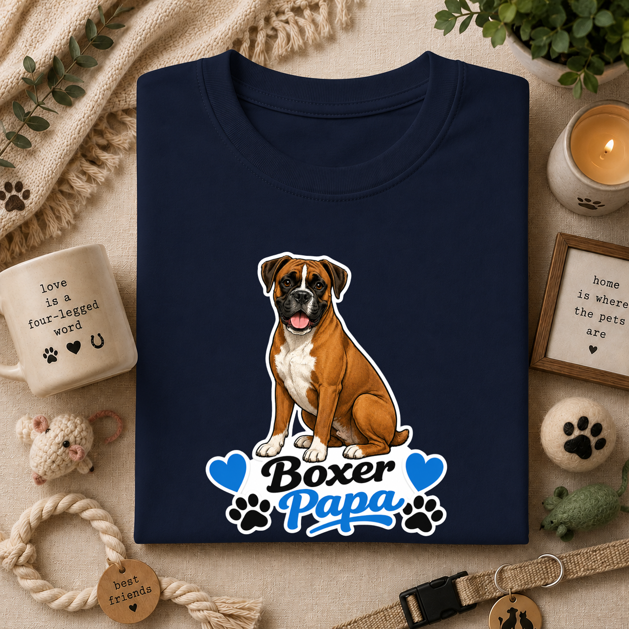 Boxer Papa T-Shirt — Cute Boxer Dog Dad Shirt
