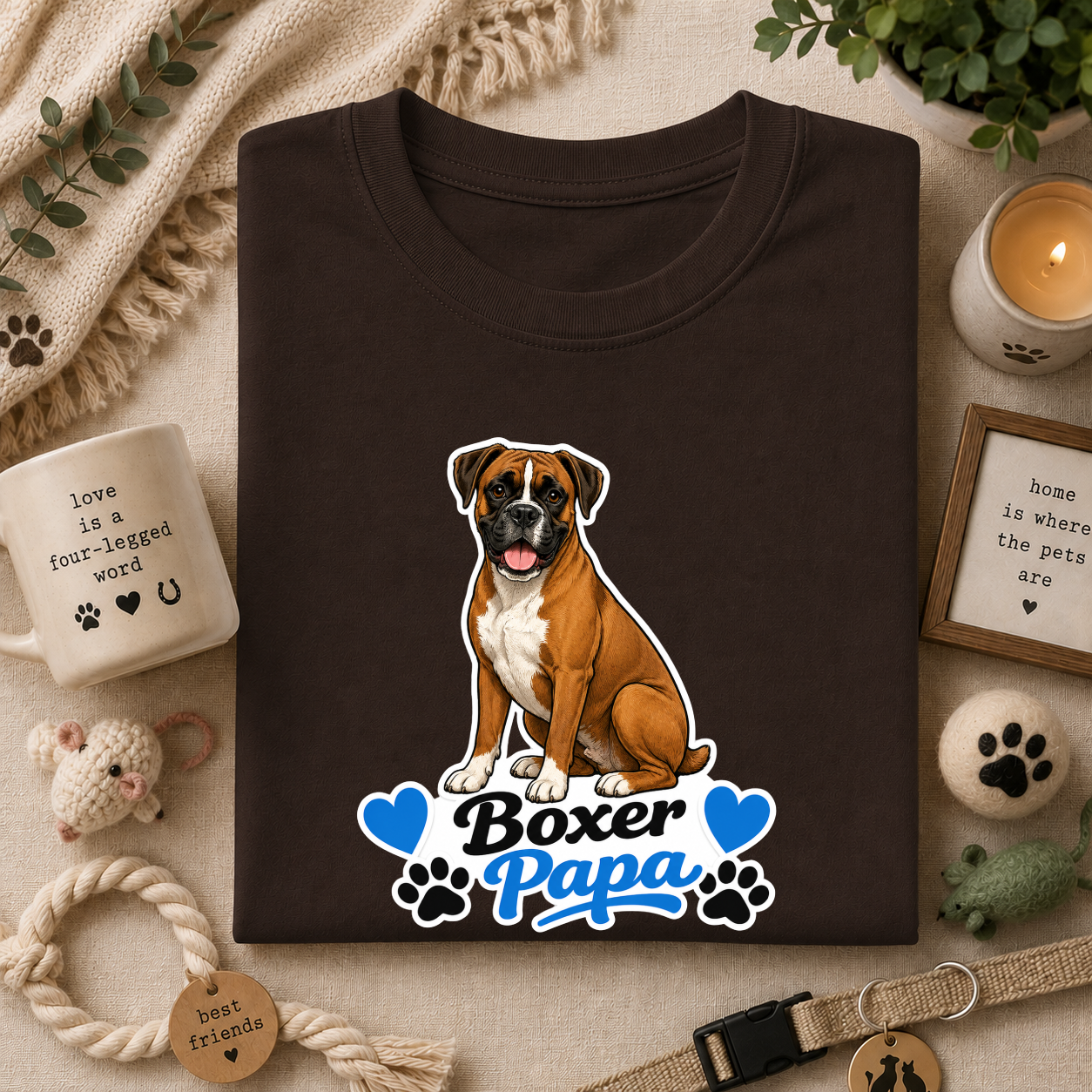 Boxer Papa T-Shirt — Cute Boxer Dog Dad Shirt
