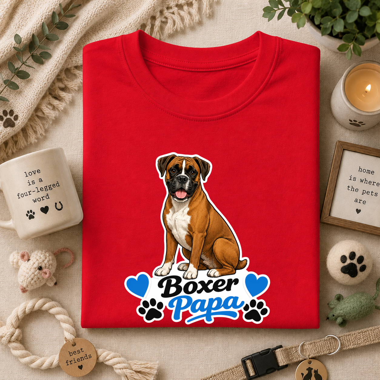 Boxer Papa T-Shirt — Cute Boxer Dog Dad Shirt