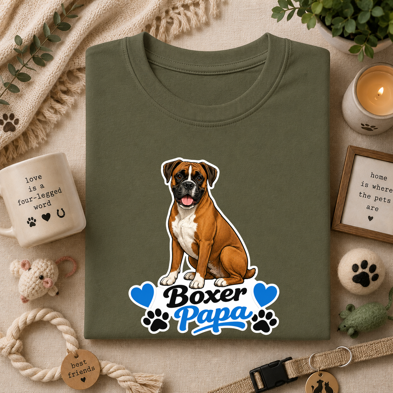 Boxer Papa T-Shirt — Cute Boxer Dog Dad Shirt