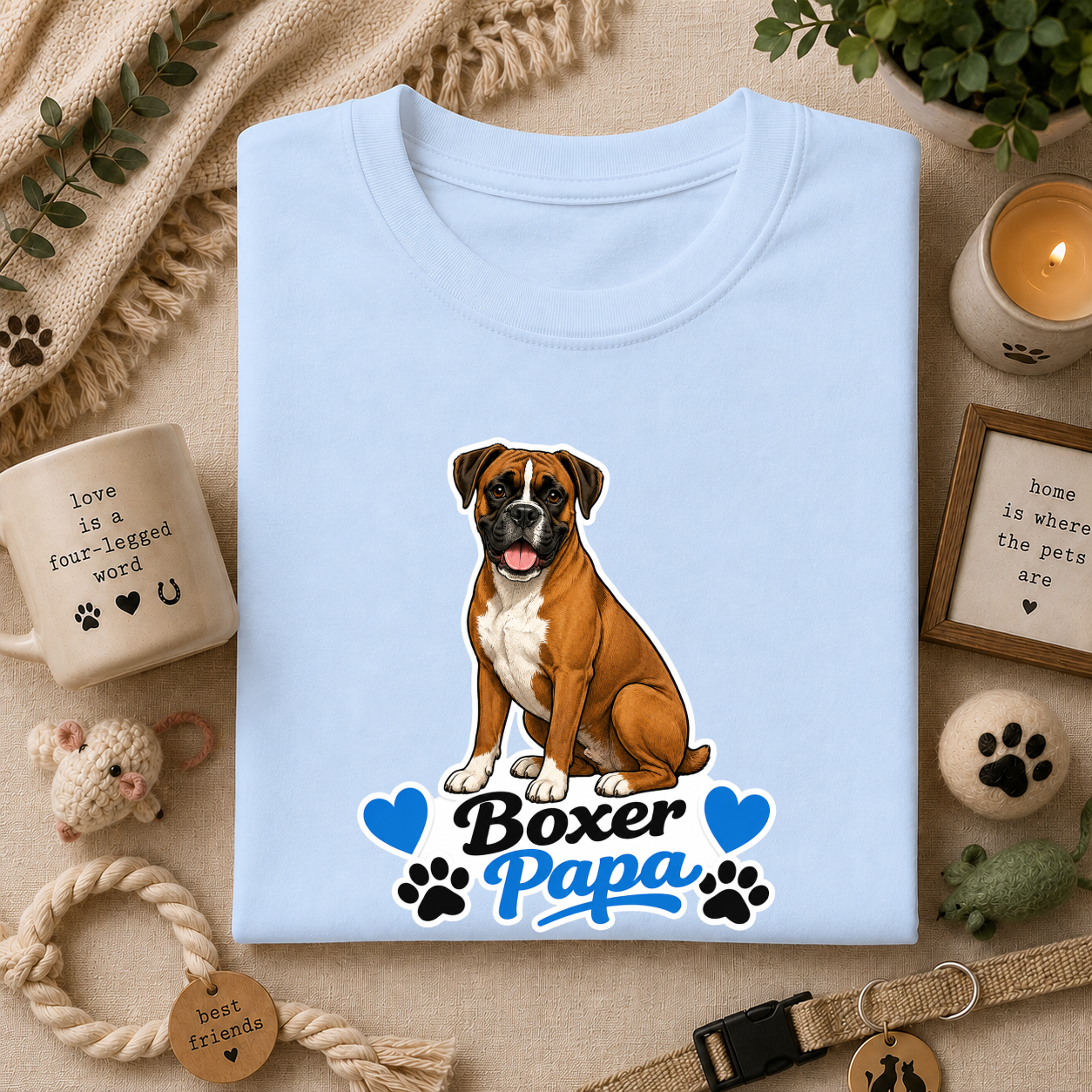 Boxer Papa T-Shirt — Cute Boxer Dog Dad Shirt