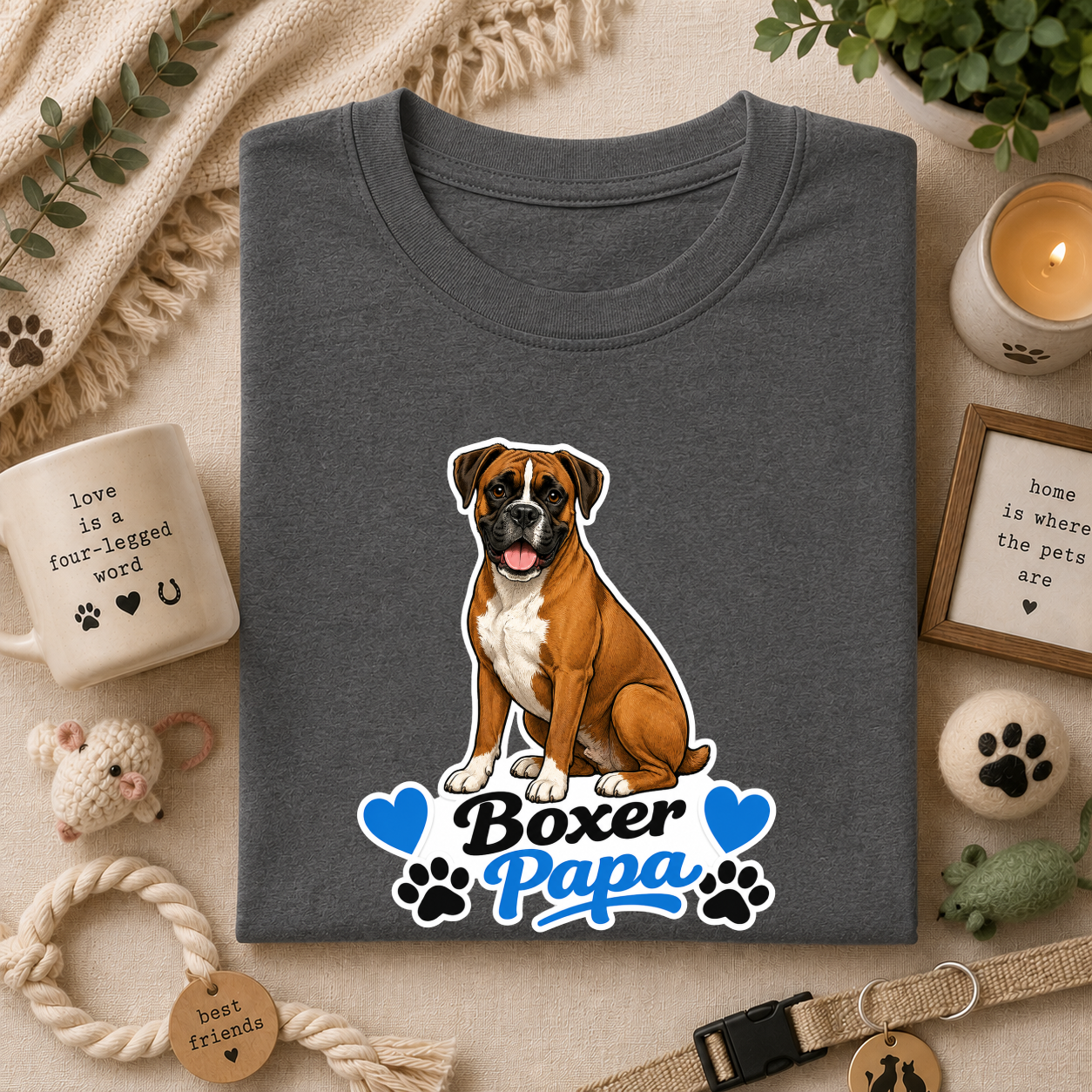 Boxer Papa T-Shirt — Cute Boxer Dog Dad Shirt