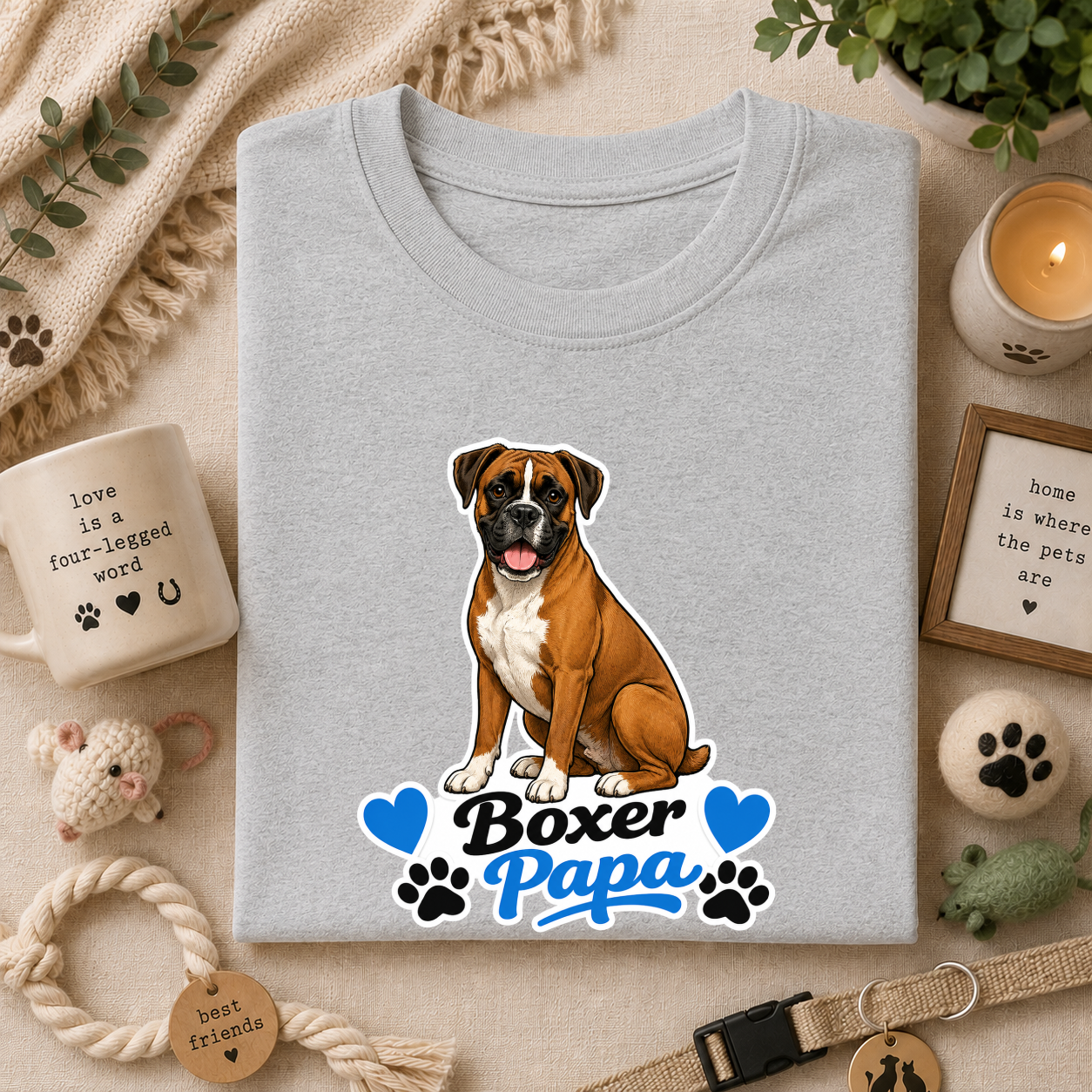 Boxer Papa T-Shirt — Cute Boxer Dog Dad Shirt
