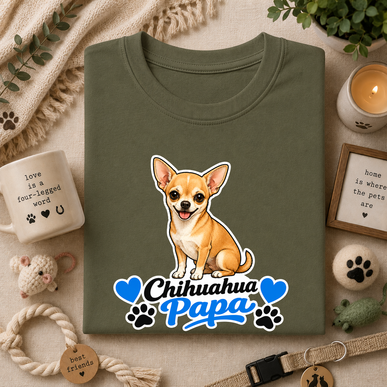 Chihuahua Papa T-Shirt — Cute Dog Dad Graphic Tee
