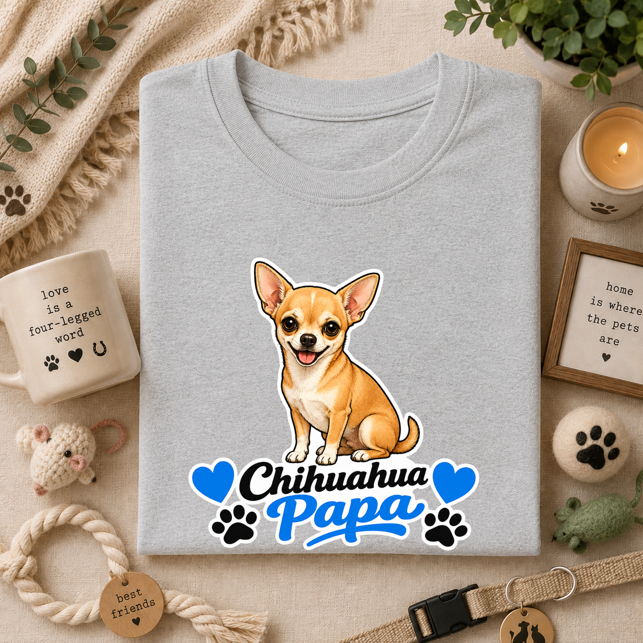 Chihuahua Papa T-Shirt — Cute Dog Dad Graphic Tee
