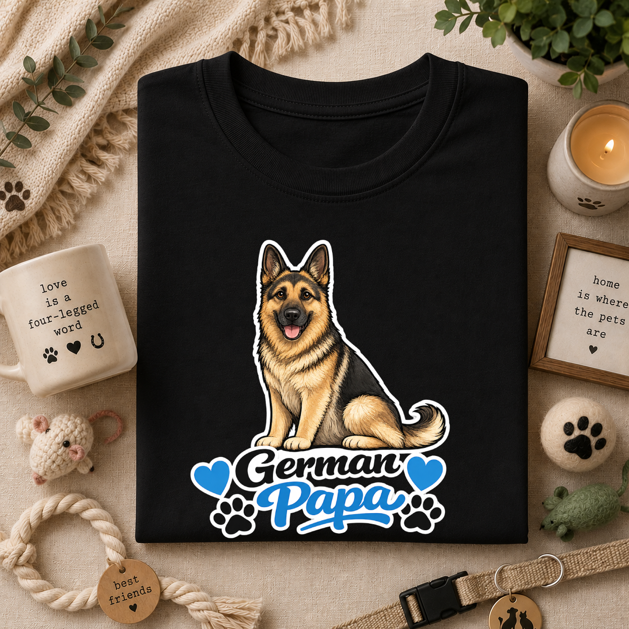 German Shepherd T-Shirt — "German Papa" Dog Dad Tee
