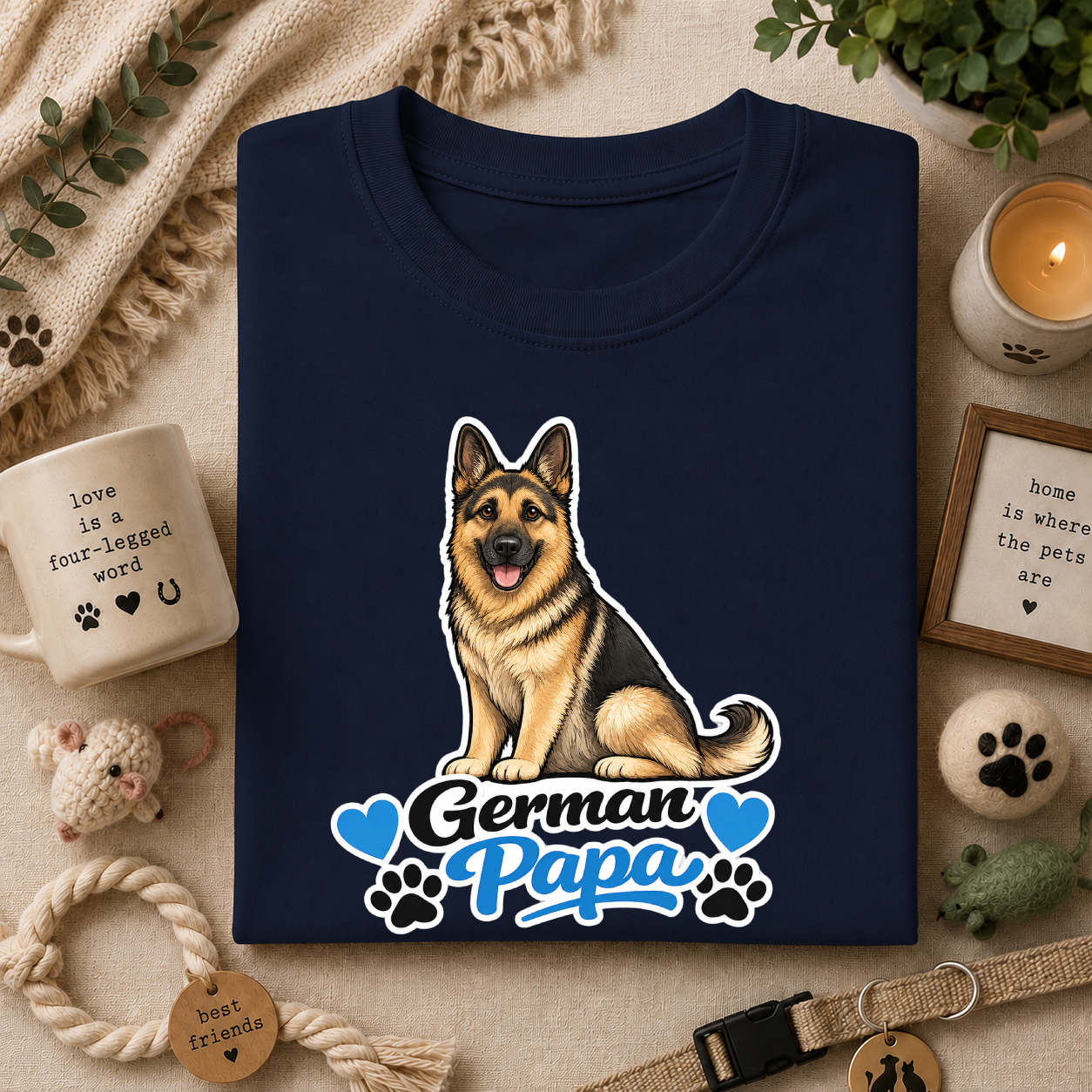 German Shepherd T-Shirt — "German Papa" Dog Dad Tee
