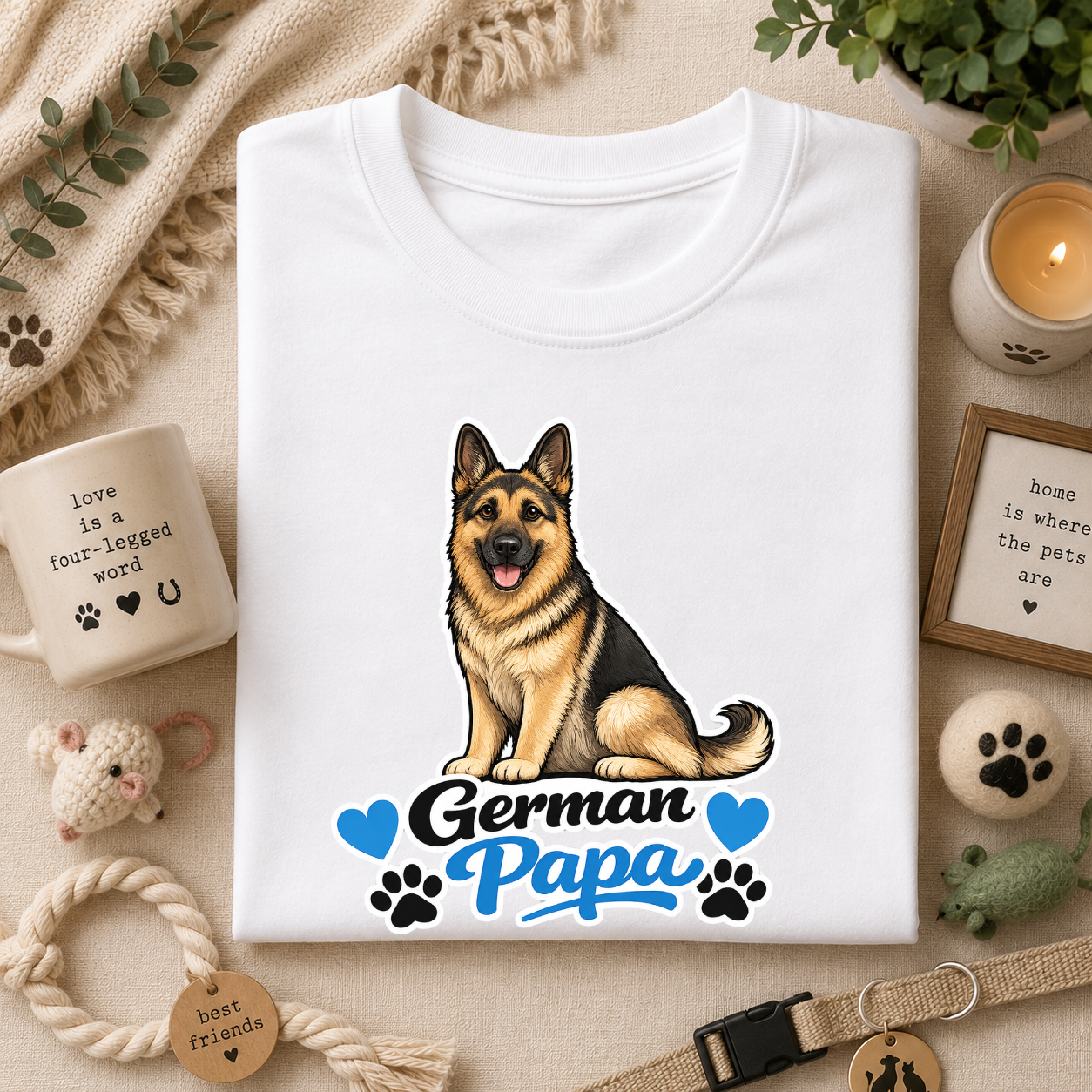 German Shepherd T-Shirt — "German Papa" Dog Dad Tee