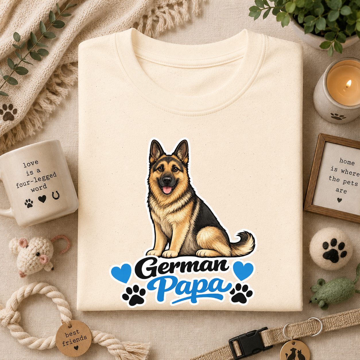 German Shepherd T-Shirt — "German Papa" Dog Dad Tee