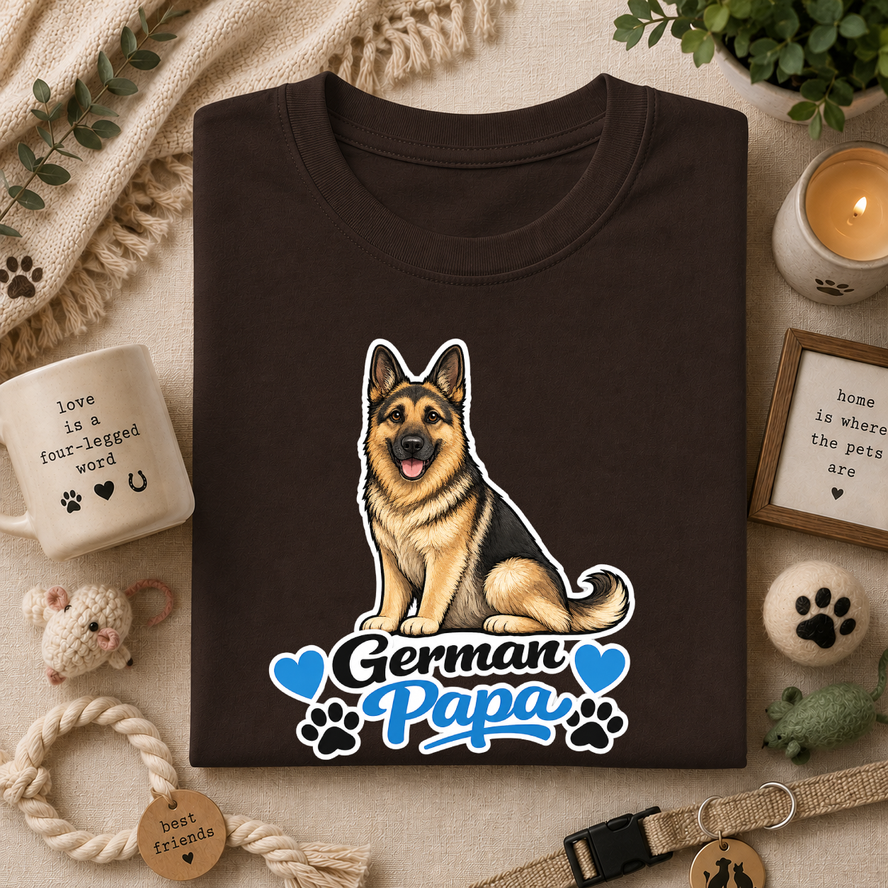 German Shepherd T-Shirt — "German Papa" Dog Dad Tee