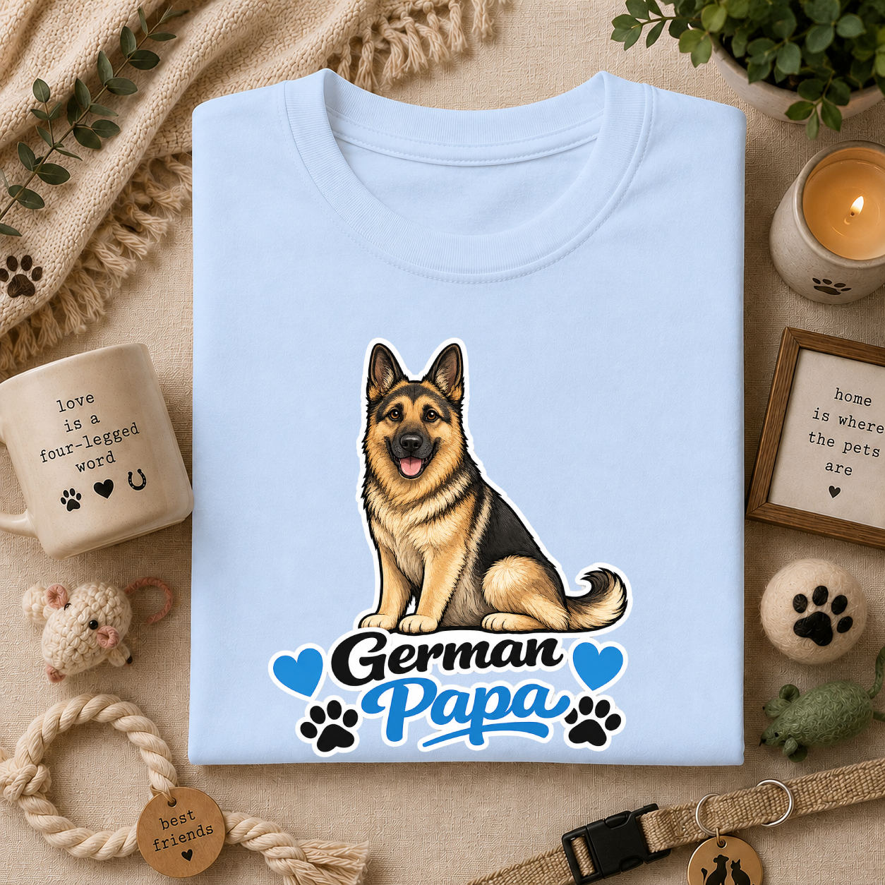 German Shepherd T-Shirt — "German Papa" Dog Dad Tee