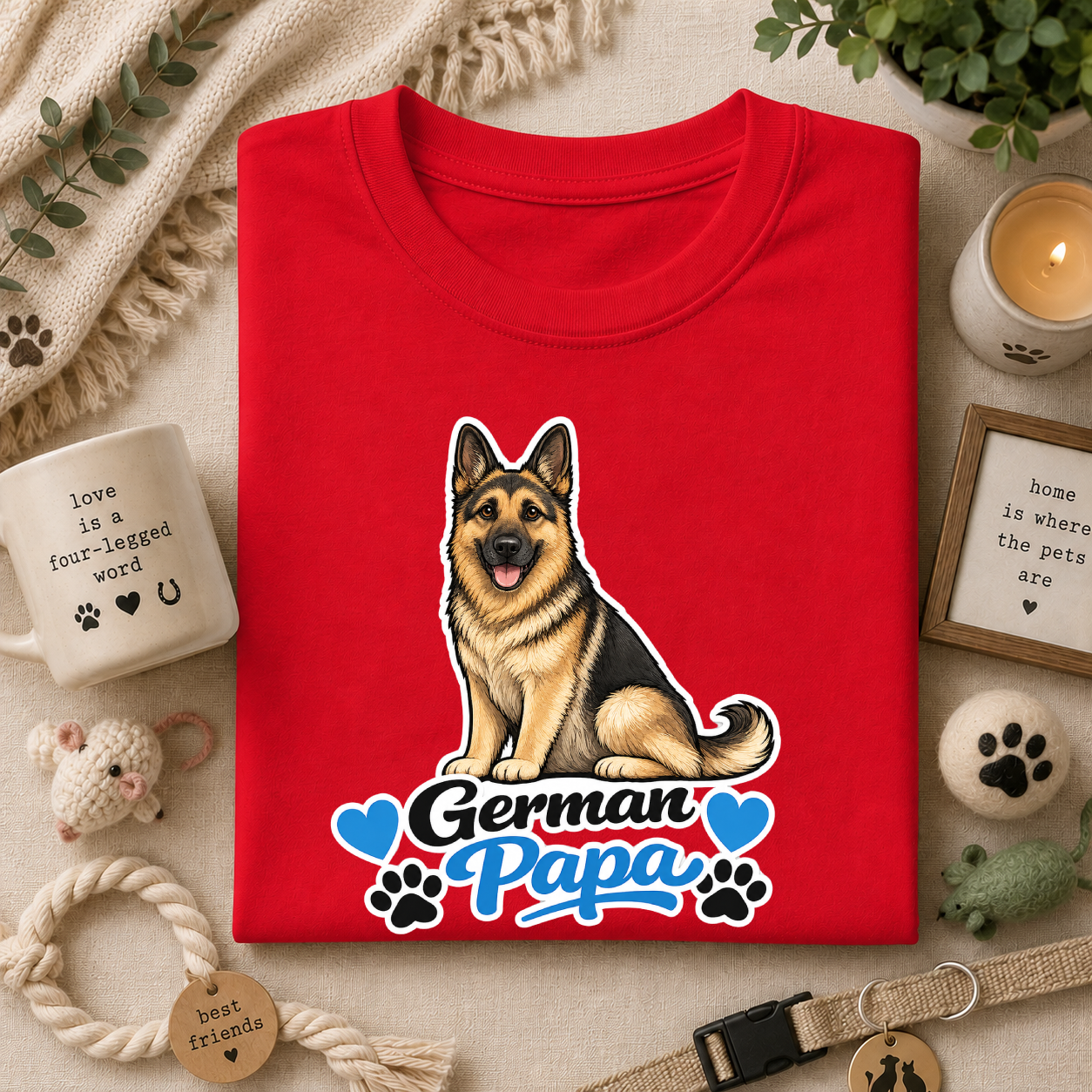 German Shepherd T-Shirt — "German Papa" Dog Dad Tee