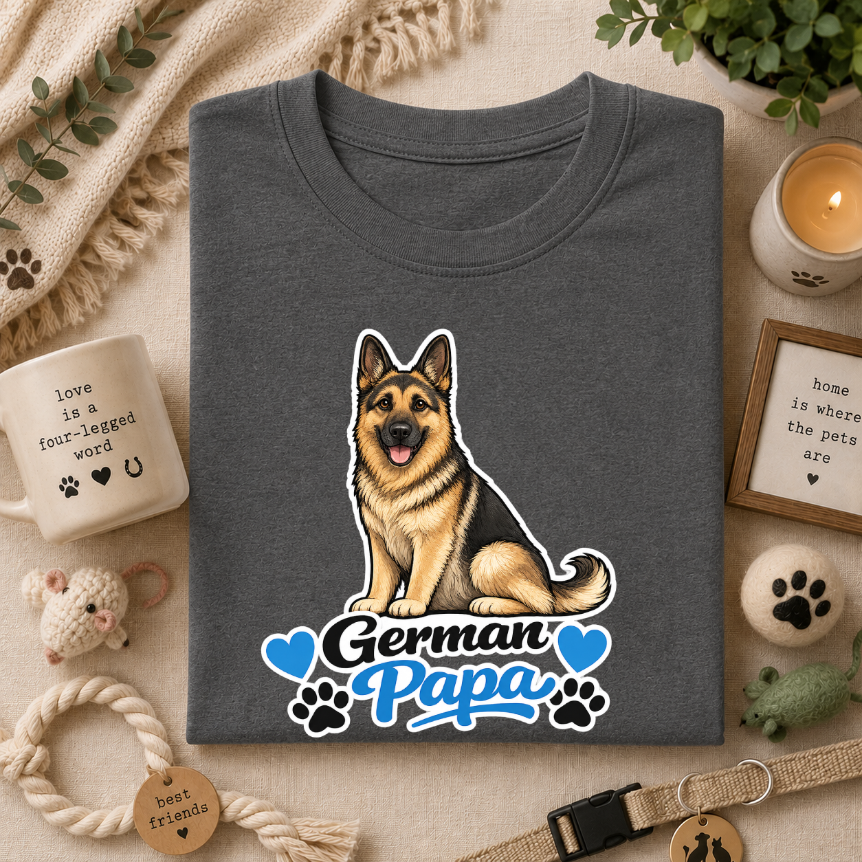German Shepherd T-Shirt — "German Papa" Dog Dad Tee