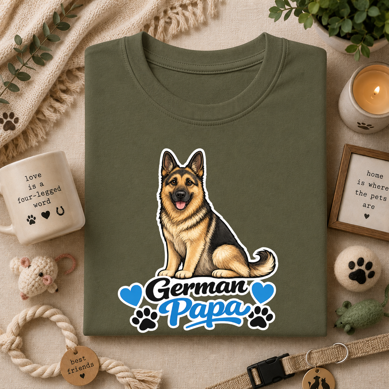German Shepherd T-Shirt — "German Papa" Dog Dad Tee