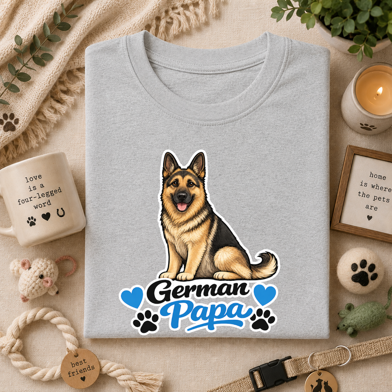 German Shepherd T-Shirt — "German Papa" Dog Dad Tee