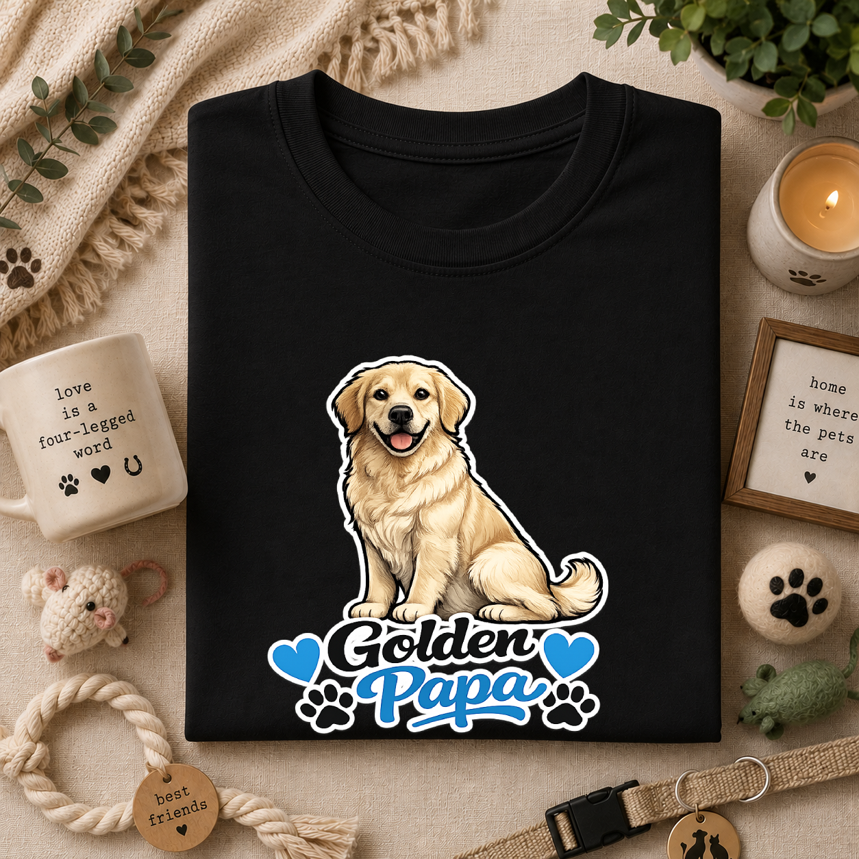 Golden Retriever Papa T‑Shirt — Cute Golden Dog Dad Tee