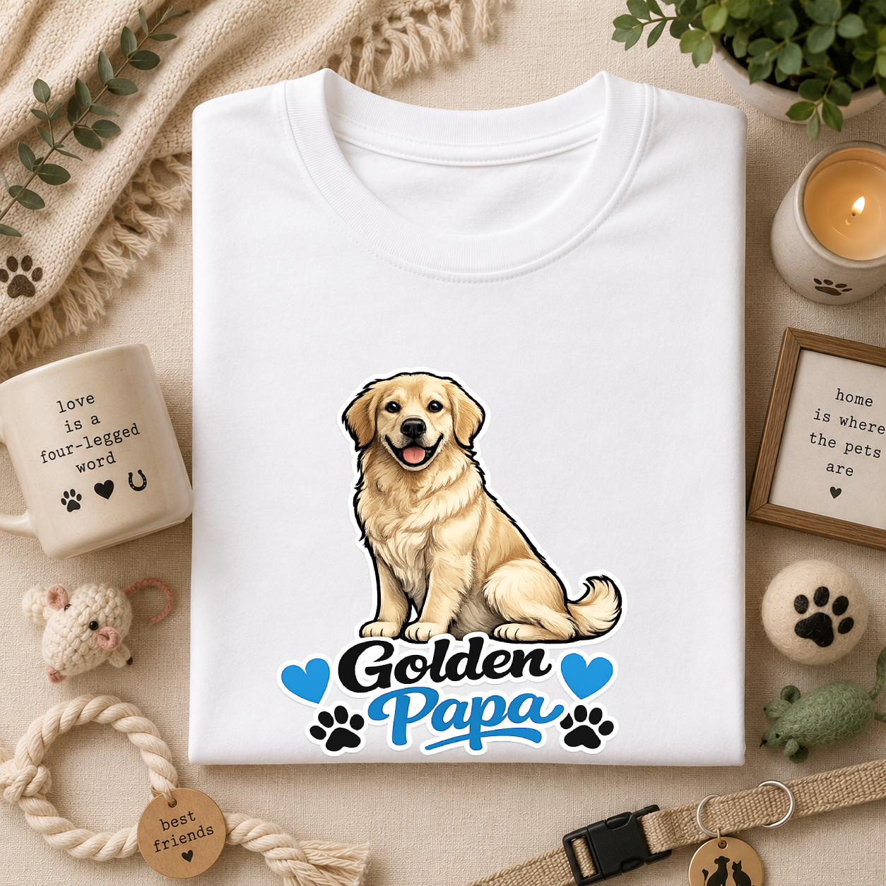 Golden Retriever Papa T‑Shirt — Cute Golden Dog Dad Tee