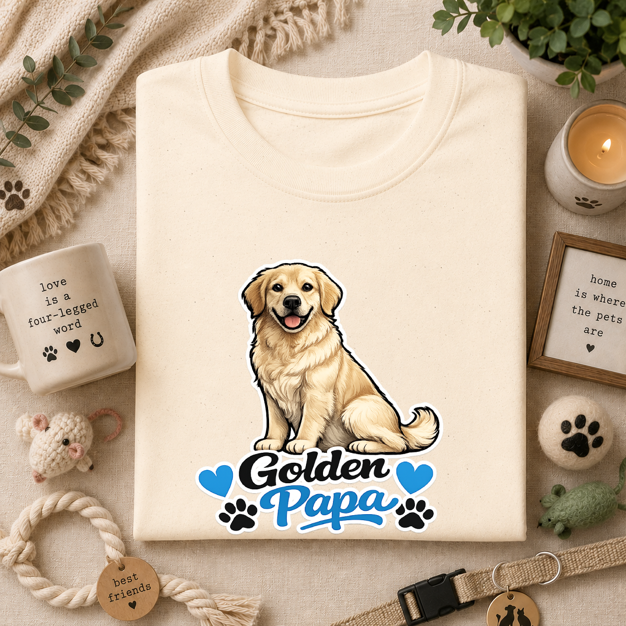 Golden Retriever Papa T‑Shirt — Cute Golden Dog Dad Tee
